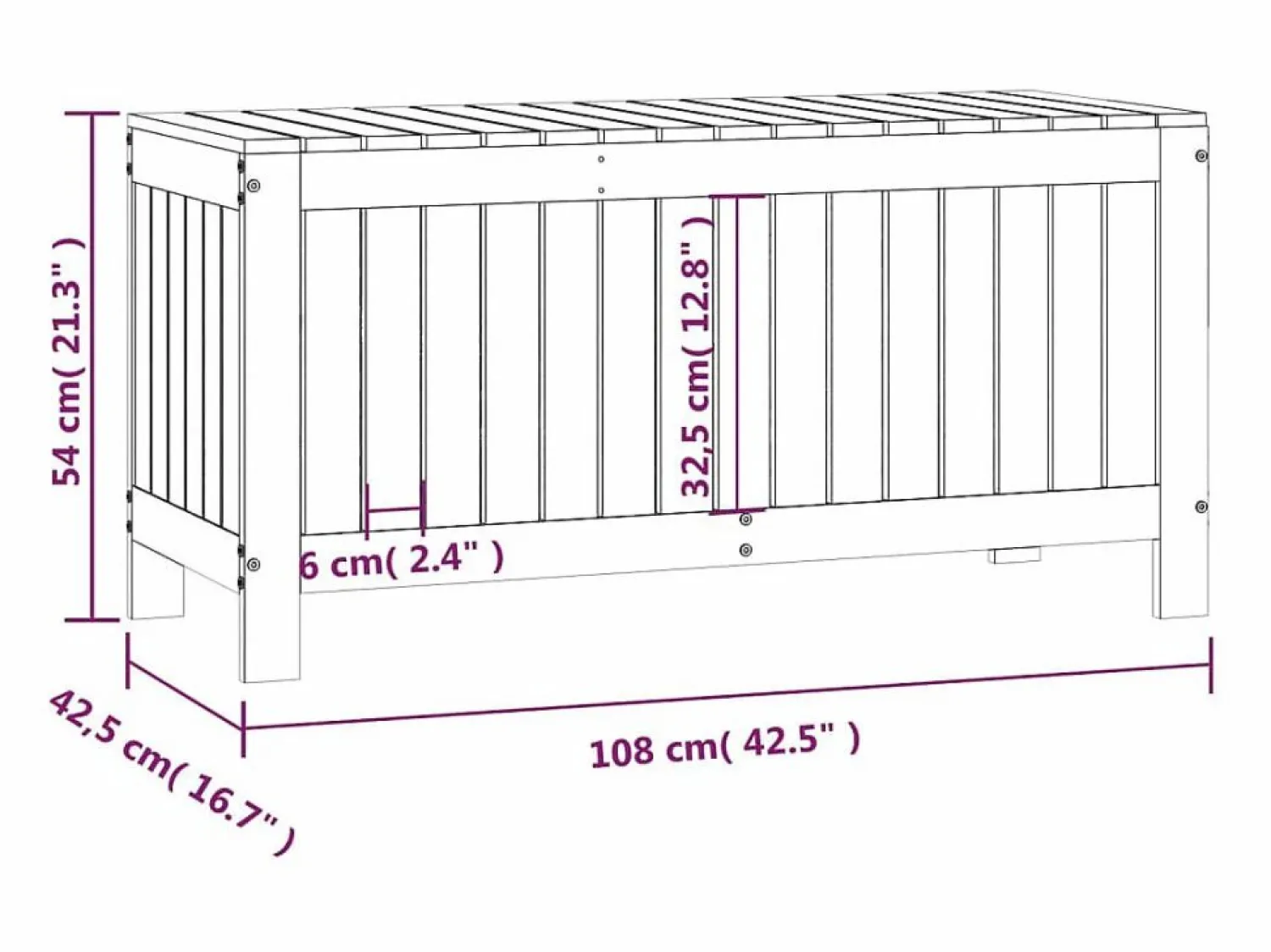 Garden Furniture Hara Caja de almacenaje jardín madera de pino 108x42,5x54 cm