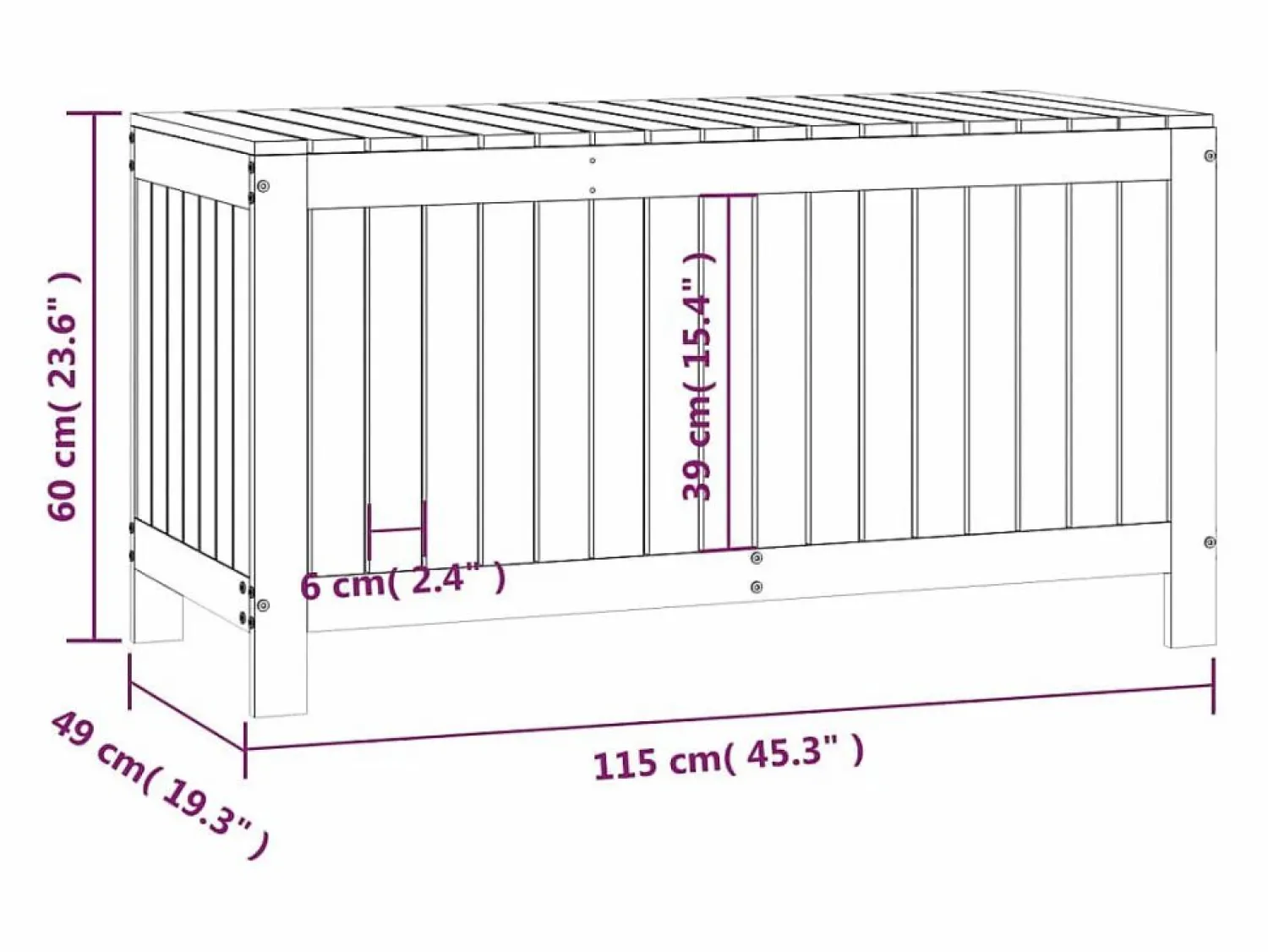 Outlet Hara Caja de almacenaje jardín madera de pino 115x49x60 cm Baúl De Jardín