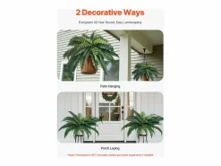 Helecho Artificial SucceBuy, Pack de 2, Helecho Falso de Boston 90-100 cm, 35 Hojas, Colgante, Decoración Interior/Exterior, Hogar/Oficina, Maceta No Incluida