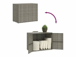 Outlet Herber Armario de almacenaje de jardín ratán PE 100x55,5x80 cm Armario De Jardín