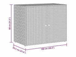 Best Garden Furniture Herber Armario de jardín 100x55,5x80 cm Ratán sintético Negro