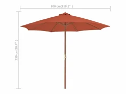 Best Highlands Ranch Sombrilla de jardín con palo de madera terracota 300 cm Sombrilla
