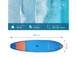 Best Hinchable Sup ESPADON 11'8 - 355x86x15cm Dropstitch - Pack Paddle Leash Pump Carry Bag Deportes Náuticos