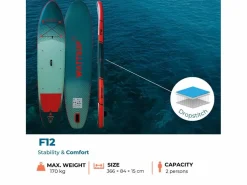 WATTSUP Hinchable Sup F12 12' - 366x84x15cm Dropstitch - Pack Paddle Leash Pump Carry Bag