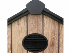 Clearance Hoggar – Caseta de Resina Jardín 6,41m2 Oak O60 - Suelo – Ventana – Efecto Madera Premium - Doble Puerta Amplia – Protección UV e Impermeable – Cierre con Pasador Negro