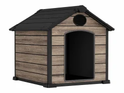 New - Caseta Perros Exterior Oak O10 - 102x115x100cm - Suelo - 2 Respiraderos de Ventilación - Protección UV e Impermeable – Efecto Madera - Interior de Resina Cama De Animales De Compañía