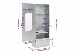 Sale vidaxl Horno ahumador de barbacoa con mesa acero galvanizado Plateado