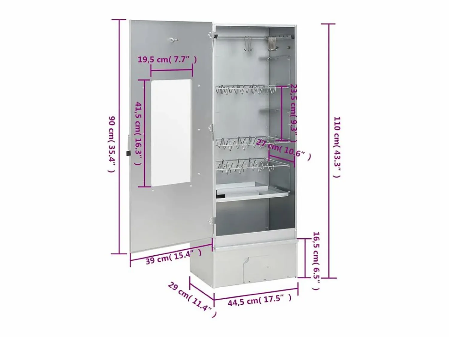 Clearance vidaxl Horno ahumador de BBQ con generador humo frío acero galvanizado Plateado