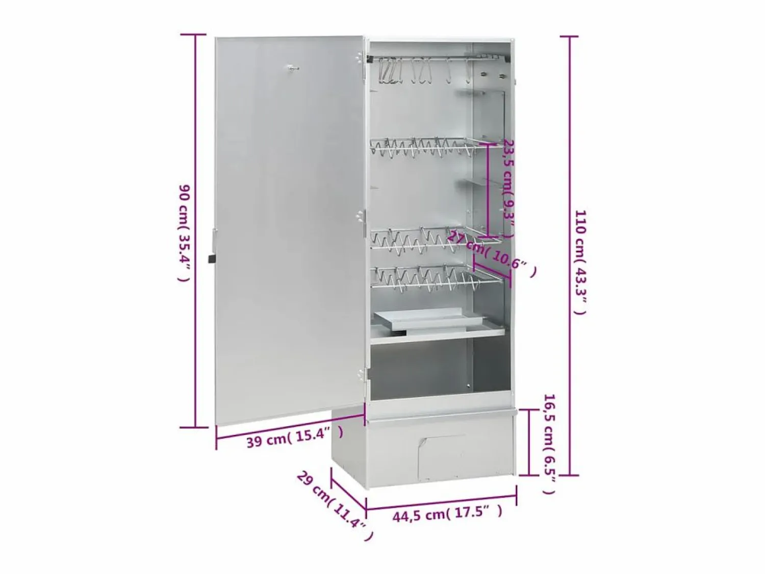 vidaxl Horno ahumador de BBQ con generador humo frío acero galvanizado