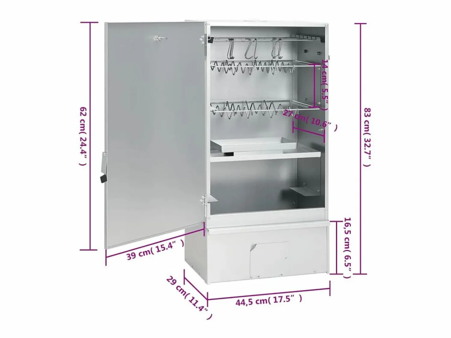 Outlet Horno ahumador de BBQ con generador humo frío acero galvanizado Barbacoa
