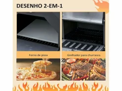 Hot Horno de leña 3 niveles con ruedas acero inox 160x64x54 cm Barbacoa