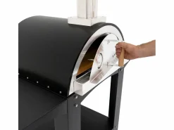 Sale Horno de Pizza Portátil 184 cm Negro | Con Ruedas, Piedra, 2 Estaciones y Cubierta GRATIS Barbacoa