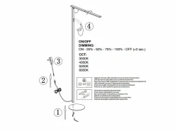 Ideal - Lámpara de pie LED negra orientable de metal H.130 cm Fabas Luce - Luz LED integrada de 10W CCT (3000K 4000K 5000K 6000K)