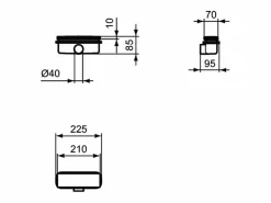 Desagüe y tapa rectangular Cromado para plato de ducha Ultra Flat New Cañería