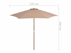 Garden Furniture Inglewood Sombrilla de jardín con palo de madera gris taupe 270 cm