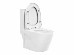Vente-unique Inodoro de cerámica de suelo con tapa silenciosa, descarga horizontal, NAGILAM