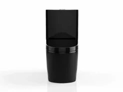 Outlet Vente-unique Inodoro de cerámica brillante con tapa silenciosa, NAGILAM Negro