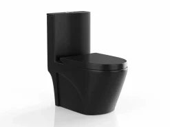 Hot Vente-unique Inodoro de cerámica mate con tapa silenciosa, NAGILAM Negro