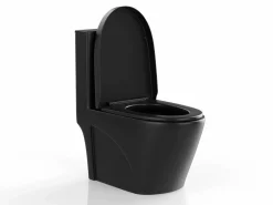 Hot Vente-unique Inodoro de cerámica mate con tapa silenciosa, NAGILAM Negro