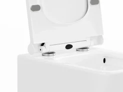 Discount Vente-unique Inodoro flotante con marco de soporte y placa de descarga cromada, CLEMONA Blanco