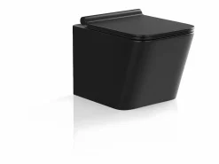 Best Vente-unique Inodoro flotante de cerámica mate sin brida, Ancho 51,5 x Alt. 34, CLEMONA Negro