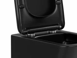 Best Vente-unique Inodoro flotante de cerámica mate sin brida, Ancho 51,5 x Alt. 34, CLEMONA Negro
