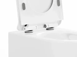 Best Vente-unique Inodoro flotante en cerámica brillante con estructura decorativa, JAVOINE Blanco