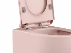 Online Vente-unique Inodoro flotante mate con estructura de soporte y placa de activación, JAVOINE Rosa
