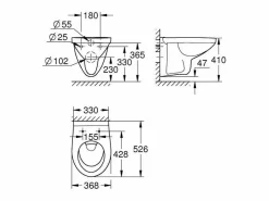 GROHE Inodoro mural Bau Ceramic con brida