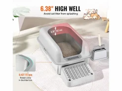 New Inodoro para Gatos SucceBuy XL, 15 CM de Profundidad, Inodoro, de Acero Inoxidable con Reposapiés Higiene Y Cuidado De Mascotas