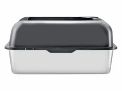 Inodoro para Gatos SucceBuy, Caja de Arena de Acero Inoxidable de 15.24 cm de Profundidad con Filtro y Escalón Gris