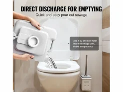 Sale Inodoro Portátil SucceBuy 12 L, Inodoro Portátil para Camping y Viaje con Cisterna de Chorro de Agua Gris