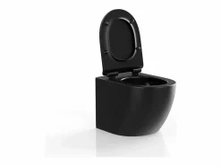 Best Vente-unique Inodoro suspendido de cerámica mate sin brida, JAVOINE Negro