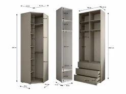 Online Inova 3 armario con puertas batientes 236,7/182/47 Blanco / Dorado