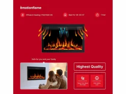 Insert eléctrico INFINITY para chimenea eléctrica - fuego premium - empotrada - 71x14x50 cm - chimenea LED con calefacción 750/1500 W