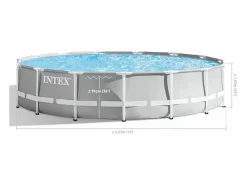 Clearance Intex 26724NP - Piscina Redonda Prisma Frame con bomba depuradora, escalera y láminas, 457x107 cm Gris