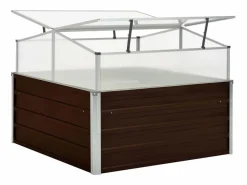Clearance Clicnbuy Invernadero de acero galvanizado marrón 100x100x85 cm Marru00f3n