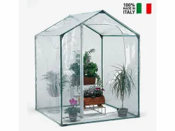 Outlet Invernadero de balcón para plantas y flores de 153 x 153 x h210 cm en PVC y acero Mimosa M Invernadero De Jardín