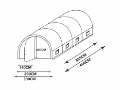 Online EXPERTLAND Invernadero de estructura de acero galvanizado y puerta 12 m² L300xl400xH200 cm ALOCASIA Blanco