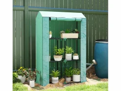 Hot Invernadero de jardín con estantes, puerta enrollable, de acero, con protección UV, para verduras y plantas, (100x40x150 cm) Verde
