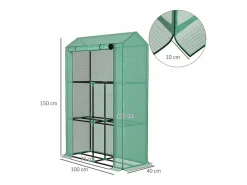 Hot Invernadero de jardín con estantes, puerta enrollable, de acero, con protección UV, para verduras y plantas, (100x40x150 cm) Verde
