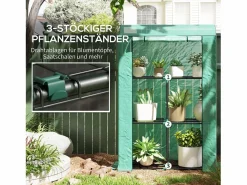 Hot Invernadero de jardín con estantes, puerta enrollable, de acero, con protección UV, para verduras y plantas, (100x40x150 cm) Verde