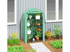 Invernadero de jardín con techo redondeado, estanterías, acero, (100x45x160 cm)