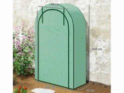 Invernadero de jardín con techo redondeado, estanterías, acero, (100x45x160 cm)