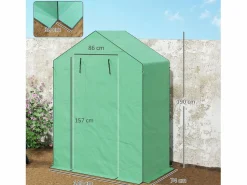 Best Invernadero de jardín con puerta enrollable, ventanas y estantes, invernadero de invierno de plástico, estructura de metal, para balcón y jardín (143x74x190 cm) Verde