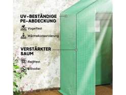 Best Invernadero de jardín con puerta enrollable, ventanas y estantes, invernadero de invierno de plástico, estructura de metal, para balcón y jardín (143x74x190 cm) Verde