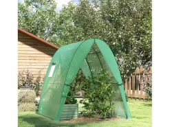 Sale Invernadero de jardín con puerta enrollable, ventanas, lona reforzada, acero, (180x180x200cm) Verde