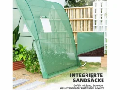 Sale Invernadero de jardín con puerta enrollable, ventanas, lona reforzada, acero, (180x180x200cm) Verde
