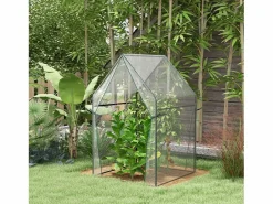 Invernadero de jardín con doble puerta, estructura de acero, , 90 x 90 x 145 cm