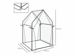 Invernadero de jardín con doble puerta, estructura de acero, , 90 x 90 x 145 cm